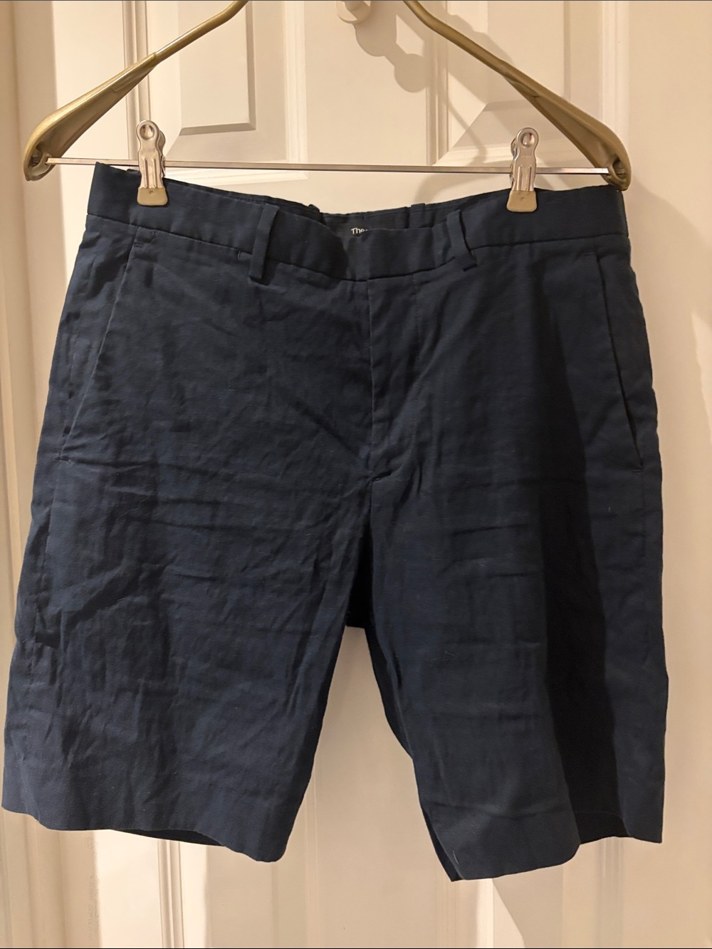 Theory Men's Navy Flat-Front Dress Shorts